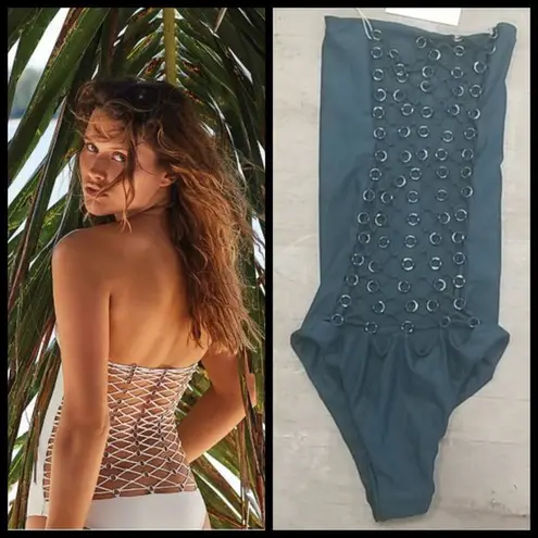 Mikoh 💕💕 Waikele Strapless One Piece Swimsuit Green Small S NWT