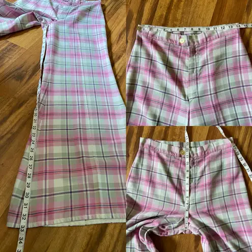Vintage 70s High Rise Pink Plaid Bell Bottoms Size M