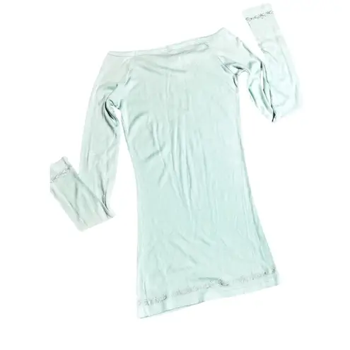 American Eagle Top Womens Mint Green Boatneck Cold Shoulder Slim Stretch Size M Size M