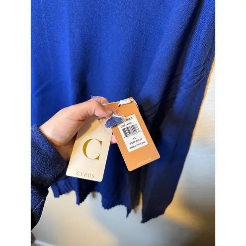 Cyrus Womens XL Royal Blue Ribbed Trim Knit Sweater Long Sleeve