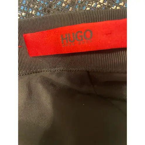 Hugo Boss Black Blue Metallic Textured Sheath Mini Skirt Size Small