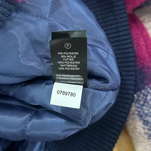 House Of Harlow 1960 Women's Plaid Wool Blend Quilted Lined Bomber Jacket Medium Pink