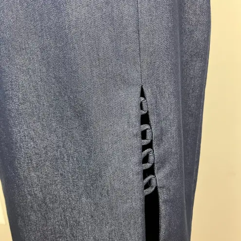 Cushnie et Ochs Midi Dress Womens 6 Blue Denim Sheath Slit Sleeveless Designer