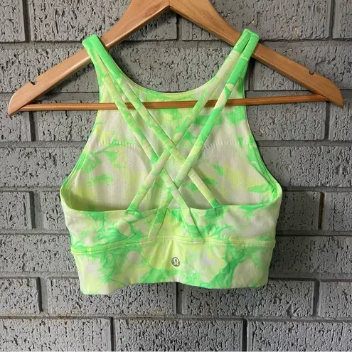 Lululemon  Energy Bra High Neck Long Line Shibori Green Medium Support B-D Size 4