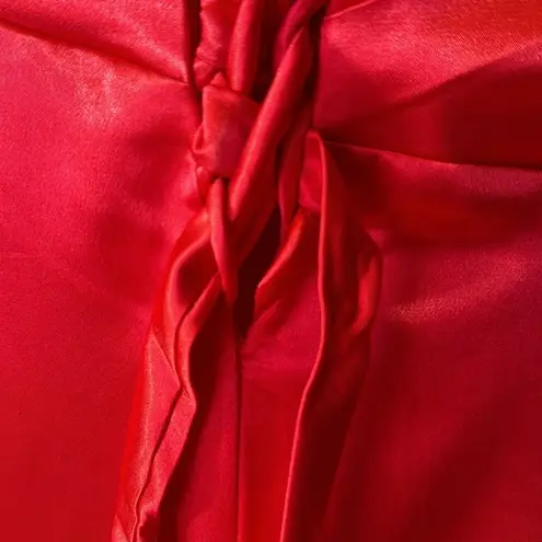 Women’s Red Mermaid Fit Corset Back Prom Party Dress Silver Beading Size 8 *READ