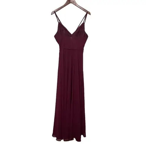 Marchesa Notte Bridesmaid Burgundy Valentia Long Gown ALine Straps Womens Size 8 Red