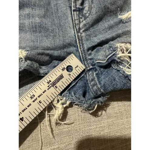 ALLSAINTS Womens Denim Shorts W26 Distressed Frayed Star Detail Blue Size 26