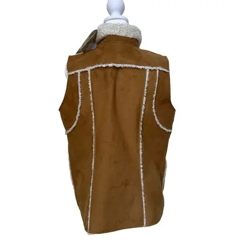 Dennis Basso NWT Dennis by Faux Leather / Sherpa Tan Vest XS