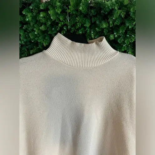 ZARA Cream Turtleneck Sleeveless Assymetrical Poncho Sweater Size Small