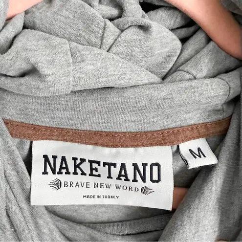 Naketano Heathered Gray Green Cowl Neck Hoodie Top sz Medium