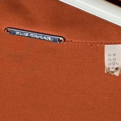 Elie Tahari Rust Orange Textured Button-Up Long Sleeve Blouse - Size Medium