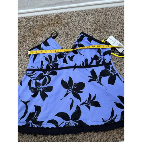MiracleSuit NWT Womens Blue Black Tankini Top Sz 20W Tummy Control Floral Swim