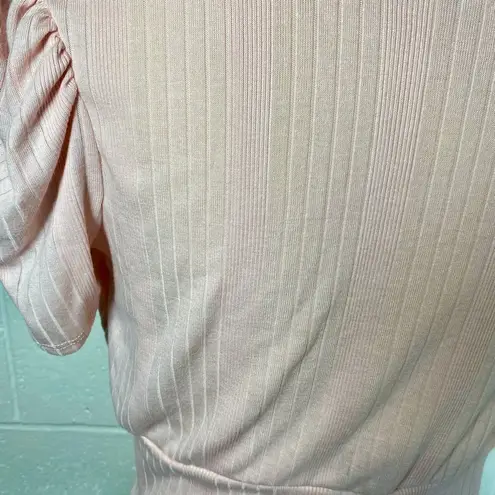 Better Be Pale Pink Cropped Puff Sleeve Wrap Shirt