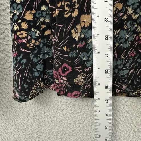 Unbranded Quilted Velour Floral Print Jacket Mandarin Dark Boho Flower Women's S Black