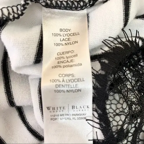 White House | Black Market WHBM Black & White Lace Trim Chevron Stripe Tank Top Size XS