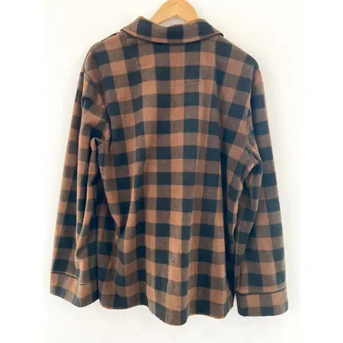 SKIMS  Brown Buffalo Plaid Fleece Pajama Top size Medium Kim Kardashian