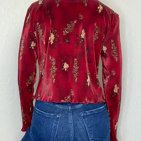 Dress Barn Retro Y2K  Red & Black Japanese Floral Blouse