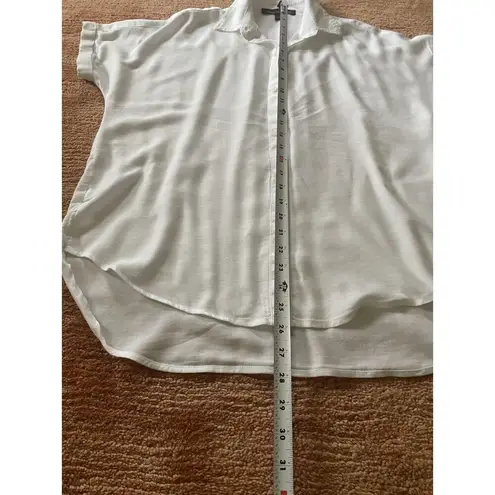 Gloria Vanderbilt White Button Front Blouse Dolman Short Sleeve Top Size M - Image 3