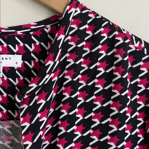 Equipment Magnolia Houndstooth Keyhole Neck A-line Midi Dress Amaranth Multi