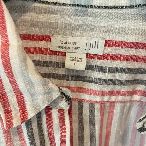 J.Jill  Love Linen Striped Button Down Size Small