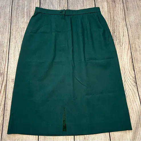Vintage 80s Prestige Green Pleated Wool Blend Midi Skirt Womens Size 10 Pockets