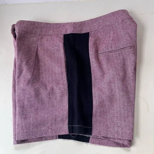 VALIJA Pleated Womens Shorts Sz Small ColorBlock Chevron High Rise 2" Red Preppy