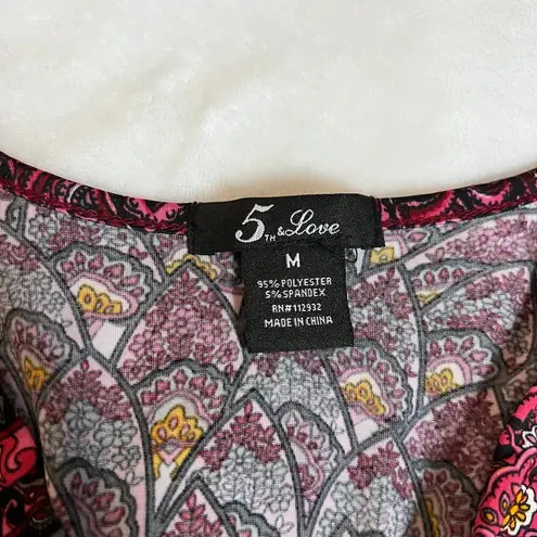 5th & Love V-Neck Paisley Floral Paisley Baby Doll Dress Size Medium Knee Length