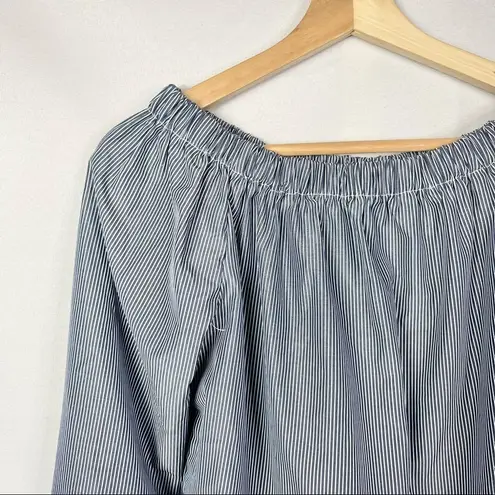 Boutique Runway Blue Stripe Off the Shoulder Long Sleeve M Size M