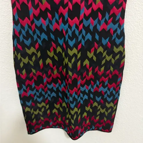 M Missoni Knit Zigzag Bodycon Dress Short Sleeve Size Small Black Multicolor