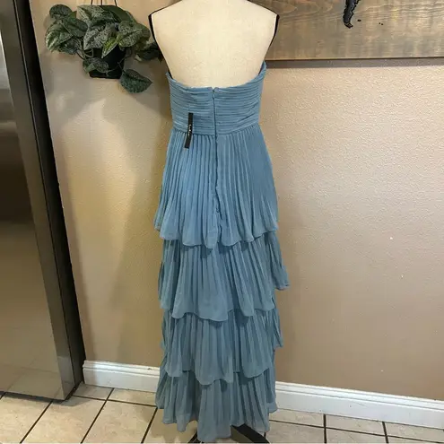 NWT Seriously Sensational Light Blue Strapless Tiered Maxi Dress Size L