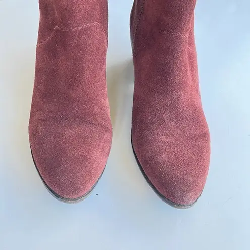 Sole Society Vixen Burgundy Suede Leather Zip Up Ankle Booties Boots Size 6.5M