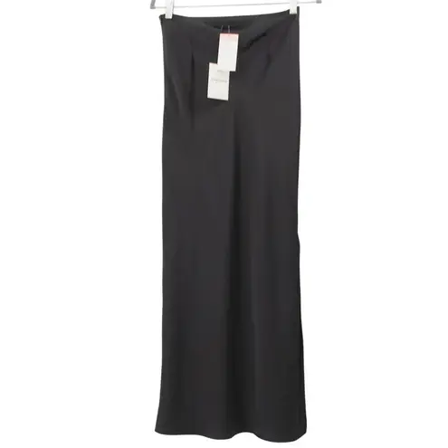 Glamorous New Kass Satin Maxi Skirt Side Slit Black NWT Size XS