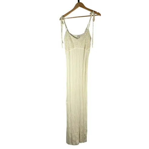 Line and Dot Carra Womens Crochet Maxi Bodycon Dress Size XS Cream
