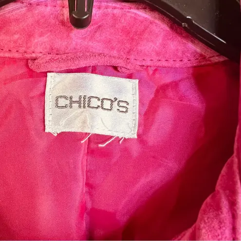 Chico's  Pink Suede Leather Jacket Zippered Front Lined with Lined Pockets