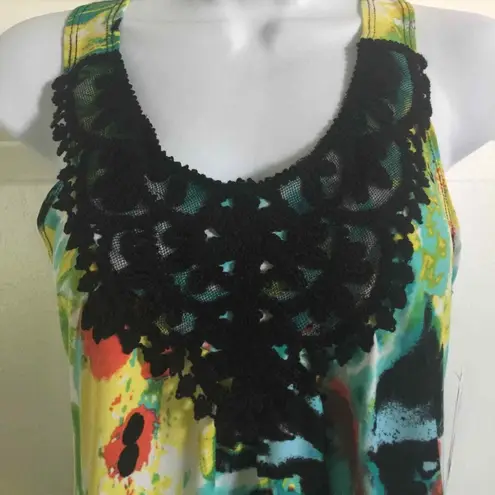 I.N. San Francisco colorful Floral dressy Lace Front tank Top Women’s Size M NEW