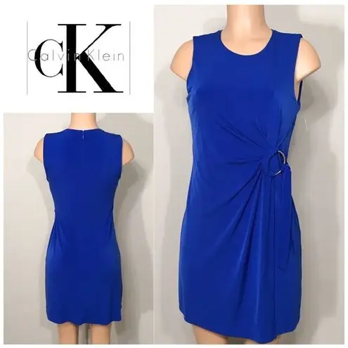 Calvin Klein  blue faux wrap dress. Size 4. NWOT