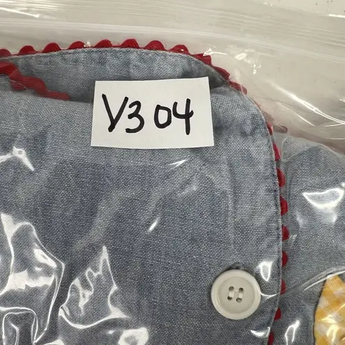 Vintage Size 10 70s Daisy Appliqué Chambray Shirt Embroidered 3D Flowers Button Blue