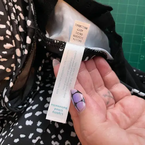 Cacique Women Plus Size 42DDD Black White Bikini Top Lightly Lined Balconette