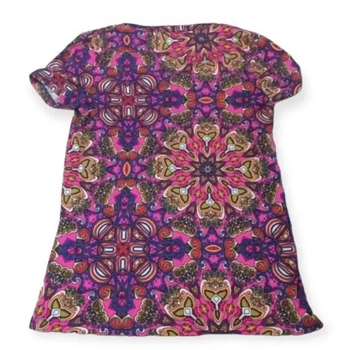 Jones New York Women’s Multicolor Geometric Print Short Sleeve Top Size S Pink