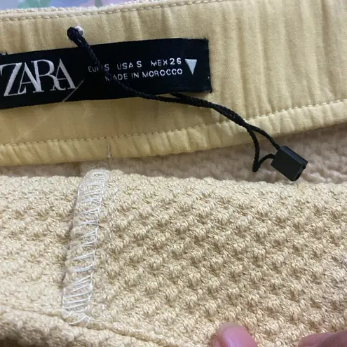 ZARA  tweed skort in yellow with crystal embellished buttons