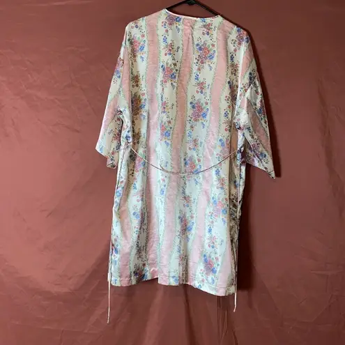 FLORAL SATIN DUSTER / HOUSE ROBE Pink Size XL