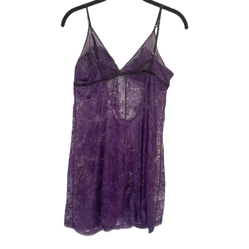 Victoria's Secret Victoria’s Secret Purple Slip Dress Allover Lace Sz Large Intimates Mini Dress