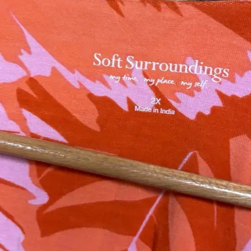 Soft Surroundings  Pink And Orange Floral Tunic Top Size 2X