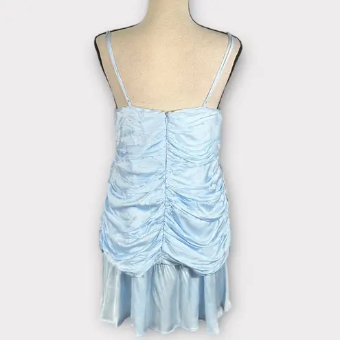 Bardot Quinn Ruched Minidress Women's Sz 6 Sky Blue Sleeveless NWT