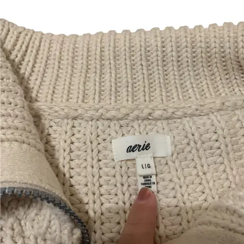 Aerie  striped zipper front colorful knit sweater size L