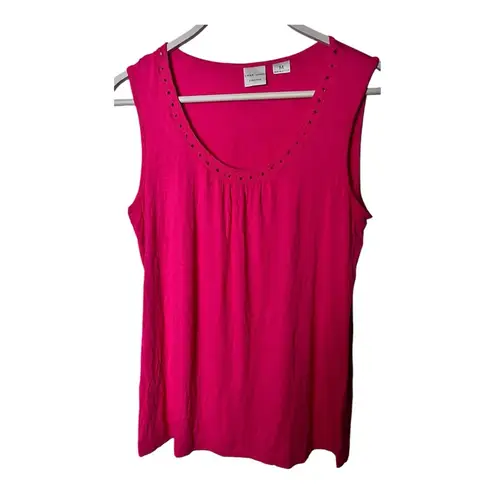 Emma James Stretch Sleeveless Embellished Neckline Blouse Sz M