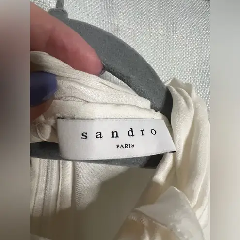 Sandro Paris White Courbe Studded Blouse Medium