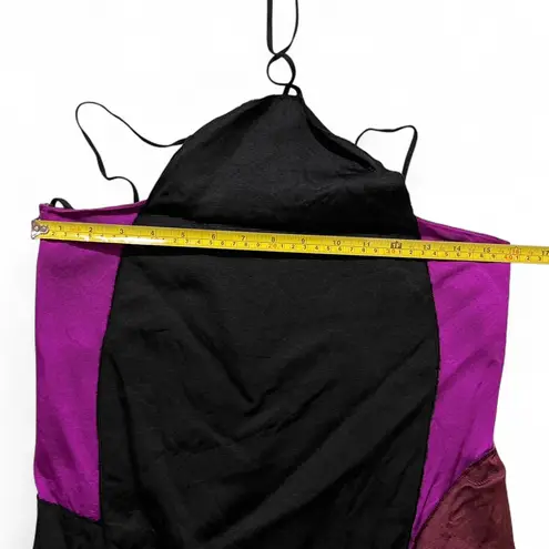 Miu Miu Y2K Silk Colorblock Halterneck Dress Black Magenta Burgundy Asymmetric