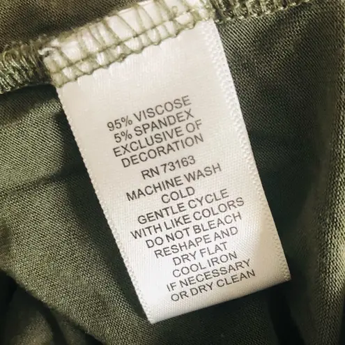 Cable & Gauge Knit Top Cold-Shoulder Sweater Olive Green Size M