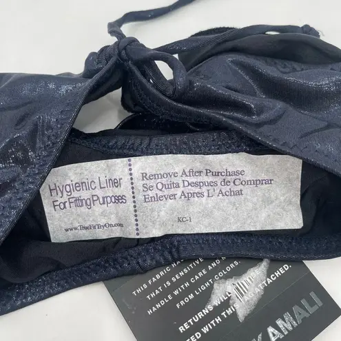 Norma Kamali Jason Bikini Bottoms Size Medium NWT True Navy Metallic Side Tie
